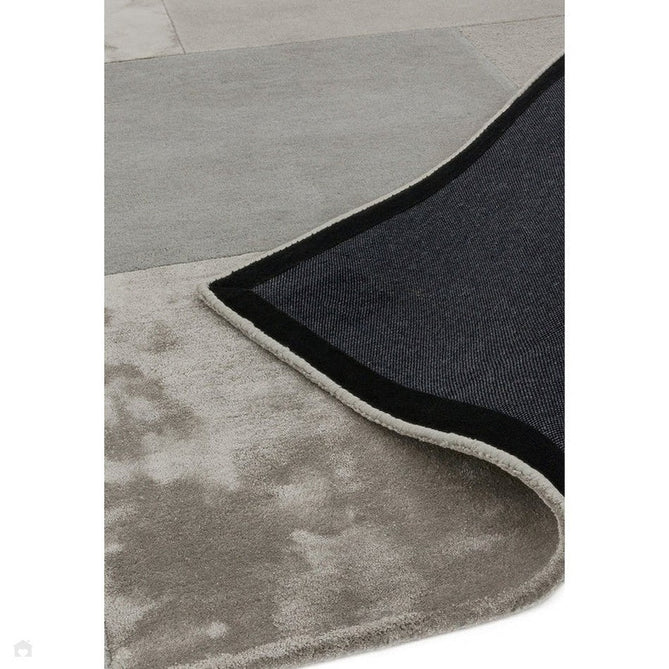 Tate Modern Plain Geometric Tonal Texture Metallic Shimmer Hand-Carved High-Density Wool&Viscose Silver Rug-Asiatic Carpets-Rug Love - The Most Loved Rug Store