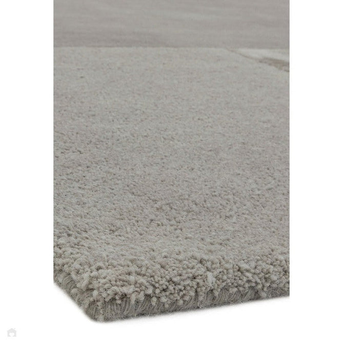 Tate Modern Plain Geometric Tonal Texture Metallic Shimmer Hand-Carved High-Density Wool&Viscose Silver Rug-Asiatic Carpets-Rug Love - The Most Loved Rug Store