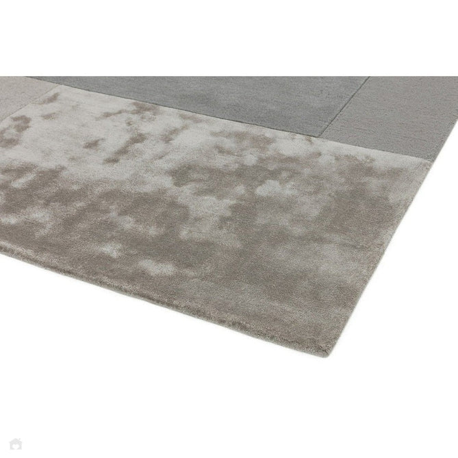 Tate Modern Plain Geometric Tonal Texture Metallic Shimmer Hand-Carved High-Density Wool&Viscose Silver Rug-Asiatic Carpets-Rug Love - The Most Loved Rug Store
