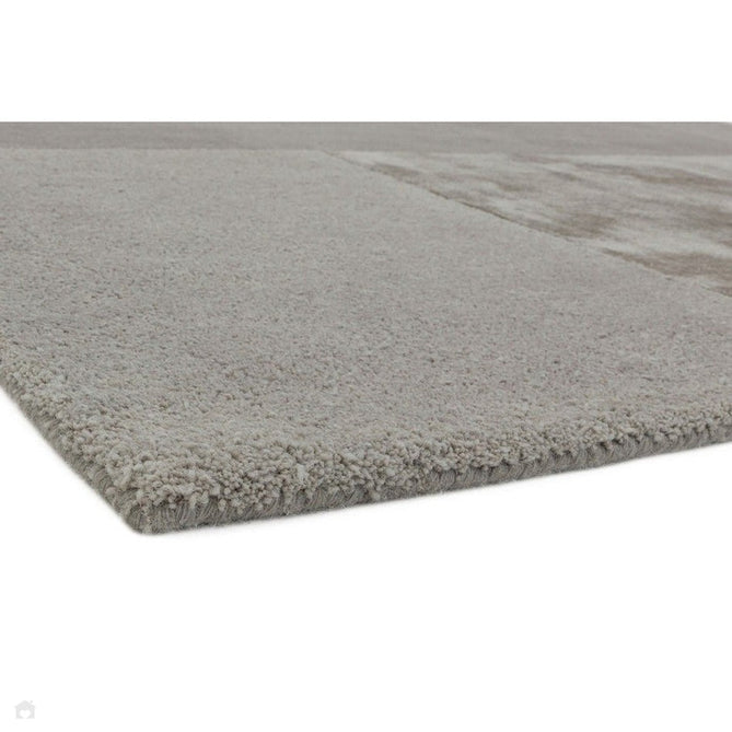 Tate Modern Plain Geometric Tonal Texture Metallic Shimmer Hand-Carved High-Density Wool&Viscose Silver Rug-Asiatic Carpets-Rug Love - The Most Loved Rug Store