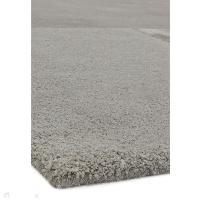 Tate Modern Plain Geometric Tonal Texture Metallic Shimmer Hand-Carved High-Density Wool&Viscose Silver Rug-Asiatic Carpets-Rug Love - The Most Loved Rug Store