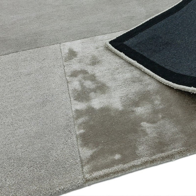 Tate Modern Plain Geometric Tonal Texture Metallic Shimmer Hand-Carved High-Density Wool&Viscose Silver Rug-Asiatic Carpets-Rug Love - The Most Loved Rug Store