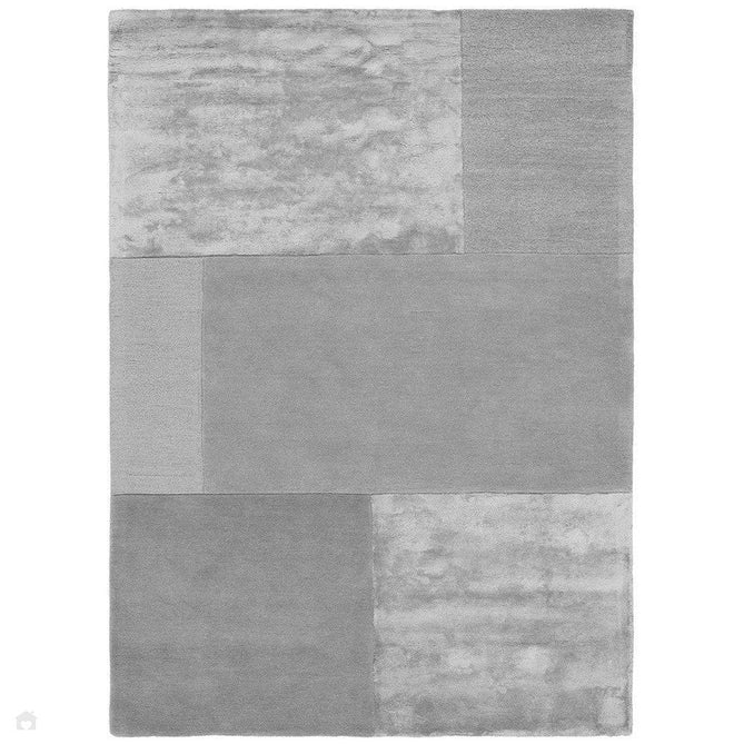 Tate Modern Plain Geometric Tonal Texture Metallic Shimmer Hand-Carved High-Density Wool&Viscose Silver Rug-Asiatic Carpets-Rug Love - The Most Loved Rug Store