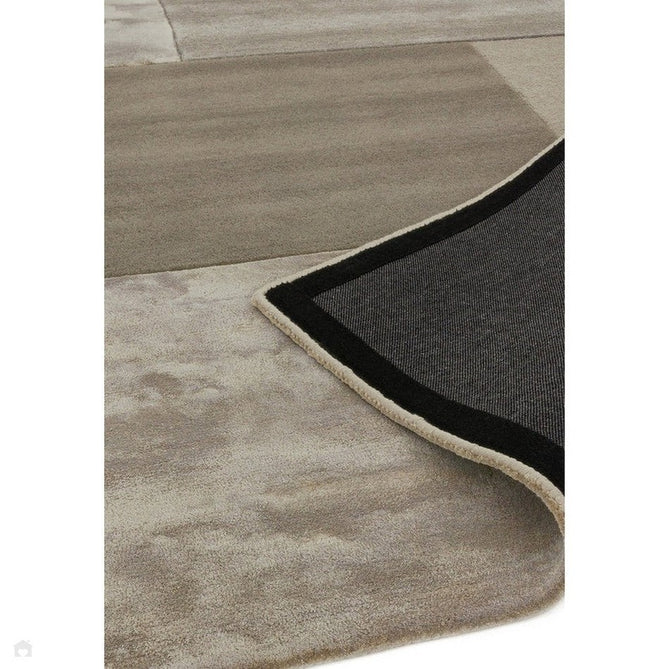 Tate Modern Plain Geometric Tonal Texture Metallic Shimmer Hand-Carved High-Density Wool&Viscose Smoke Warm Taupe Rug-Asiatic Carpets-Rug Love - The Most Loved Rug Store