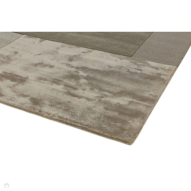 Tate Modern Plain Geometric Tonal Texture Metallic Shimmer Hand-Carved High-Density Wool&Viscose Smoke Warm Taupe Rug-Asiatic Carpets-Rug Love - The Most Loved Rug Store