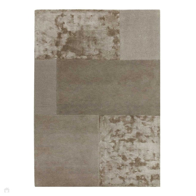 Tate Modern Plain Geometric Tonal Texture Metallic Shimmer Hand-Carved High-Density Wool&Viscose Smoke Warm Taupe Rug-Asiatic Carpets-Rug Love - The Most Loved Rug Store