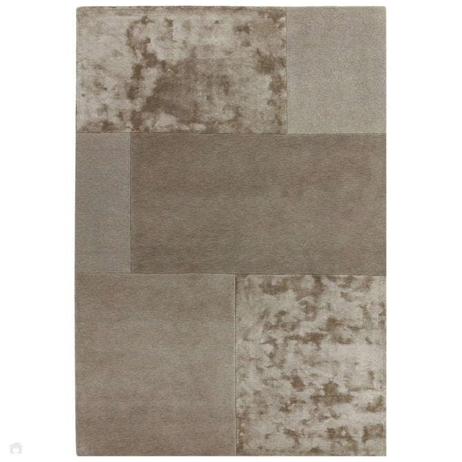 Tate Modern Plain Geometric Tonal Texture Metallic Shimmer Hand-Carved High-Density Wool&Viscose Smoke Warm Taupe Rug-Asiatic Carpets-Rug Love - The Most Loved Rug Store