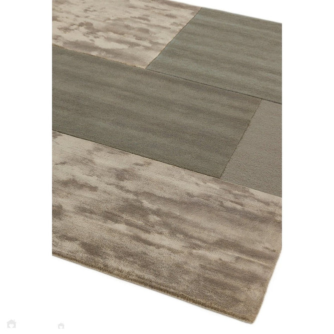 Tate Modern Plain Geometric Tonal Texture Metallic Shimmer Hand-Carved High-Density Wool&Viscose Smoke Warm Taupe Rug-Asiatic Carpets-Rug Love - The Most Loved Rug Store