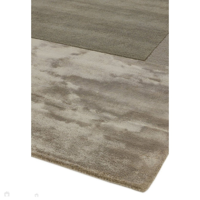 Tate Modern Plain Geometric Tonal Texture Metallic Shimmer Hand-Carved High-Density Wool&Viscose Smoke Warm Taupe Rug-Asiatic Carpets-Rug Love - The Most Loved Rug Store