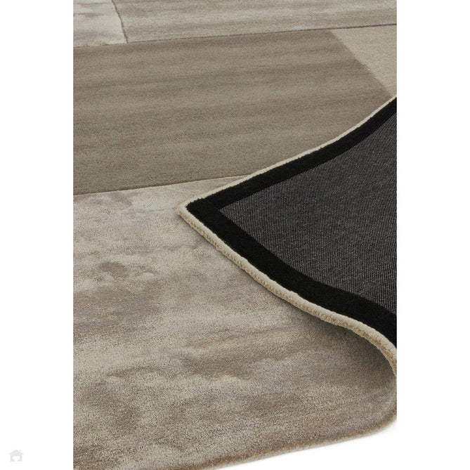 Tate Modern Plain Geometric Tonal Texture Metallic Shimmer Hand-Carved High-Density Wool&Viscose Smoke Warm Taupe Rug-Asiatic Carpets-Rug Love - The Most Loved Rug Store