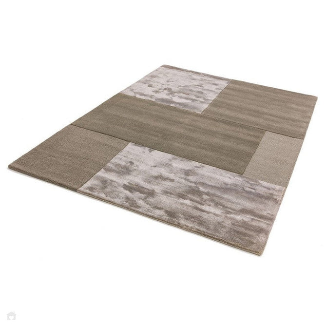 Tate Modern Plain Geometric Tonal Texture Metallic Shimmer Hand-Carved High-Density Wool&Viscose Smoke Warm Taupe Rug-Asiatic Carpets-Rug Love - The Most Loved Rug Store