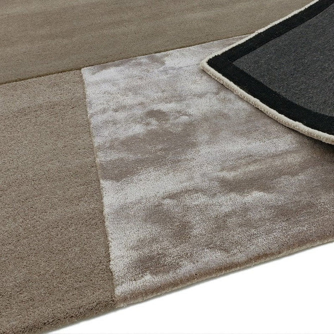 Tate Modern Plain Geometric Tonal Texture Metallic Shimmer Hand-Carved High-Density Wool&Viscose Smoke Warm Taupe Rug-Asiatic Carpets-Rug Love - The Most Loved Rug Store