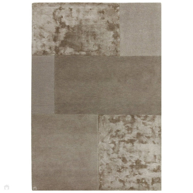 Tate Modern Plain Geometric Tonal Texture Metallic Shimmer Hand-Carved High-Density Wool&Viscose Smoke Warm Taupe Rug-Asiatic Carpets-Rug Love - The Most Loved Rug Store