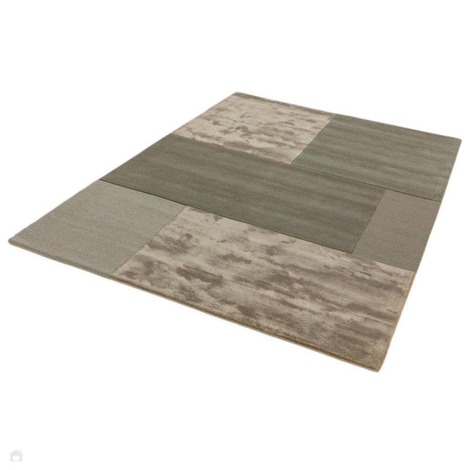 Tate Modern Plain Geometric Tonal Texture Metallic Shimmer Hand-Carved High-Density Wool&Viscose Smoke Warm Taupe Rug-Asiatic Carpets-Rug Love - The Most Loved Rug Store