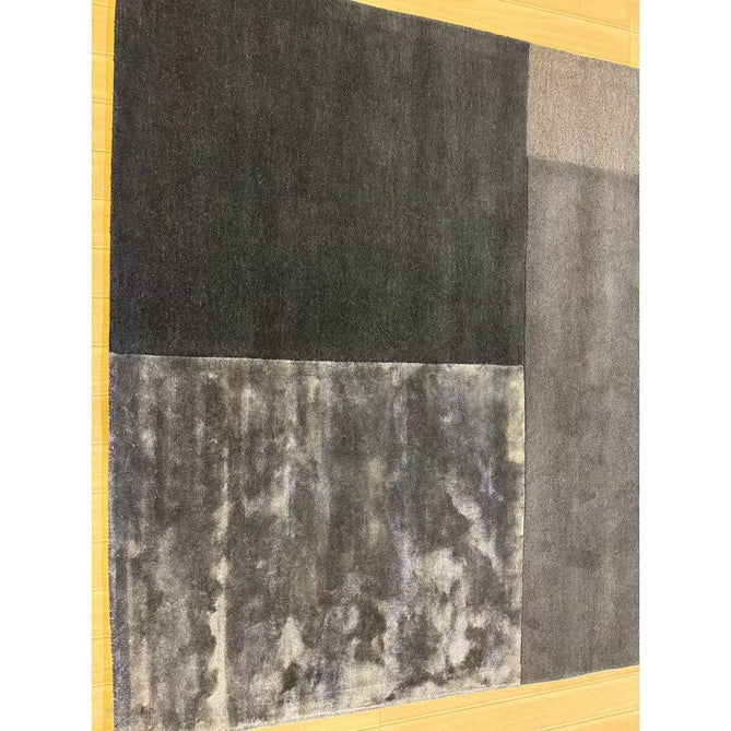 Tate Modern Plain Geometric Tonal Textures Hand-Carved High-Density Wool&Viscose Charcoal Grey Rug-Asiatic Carpets-Rug Love - The Most Loved Rug Store