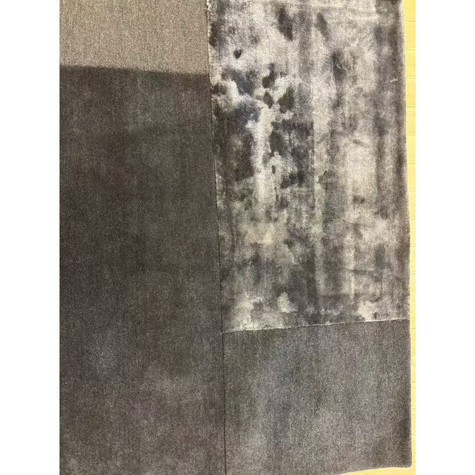 Tate Modern Plain Geometric Tonal Textures Hand-Carved High-Density Wool&Viscose Charcoal Grey Rug-Asiatic Carpets-Rug Love - The Most Loved Rug Store
