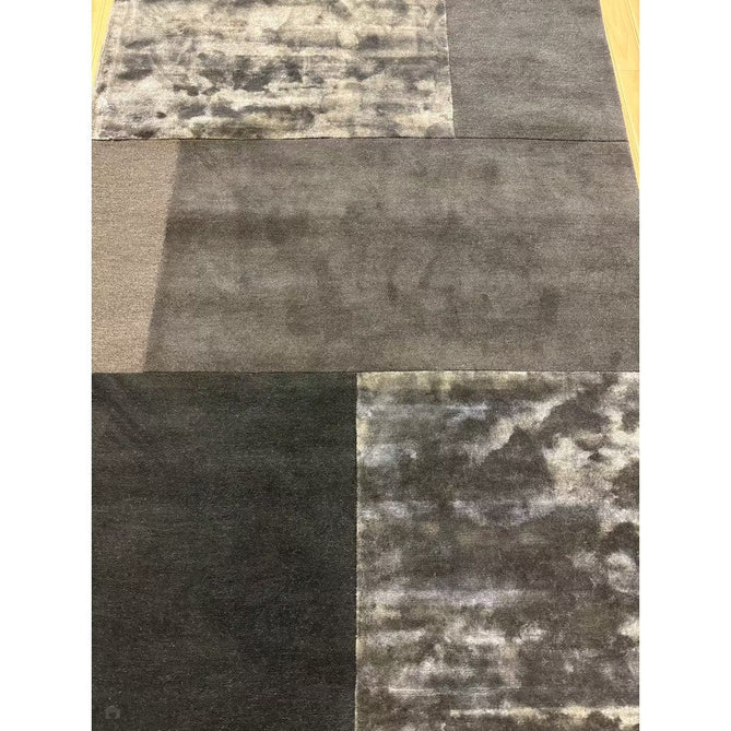 Tate Modern Plain Geometric Tonal Textures Hand-Carved High-Density Wool&Viscose Charcoal Grey Rug-Asiatic Carpets-Rug Love - The Most Loved Rug Store