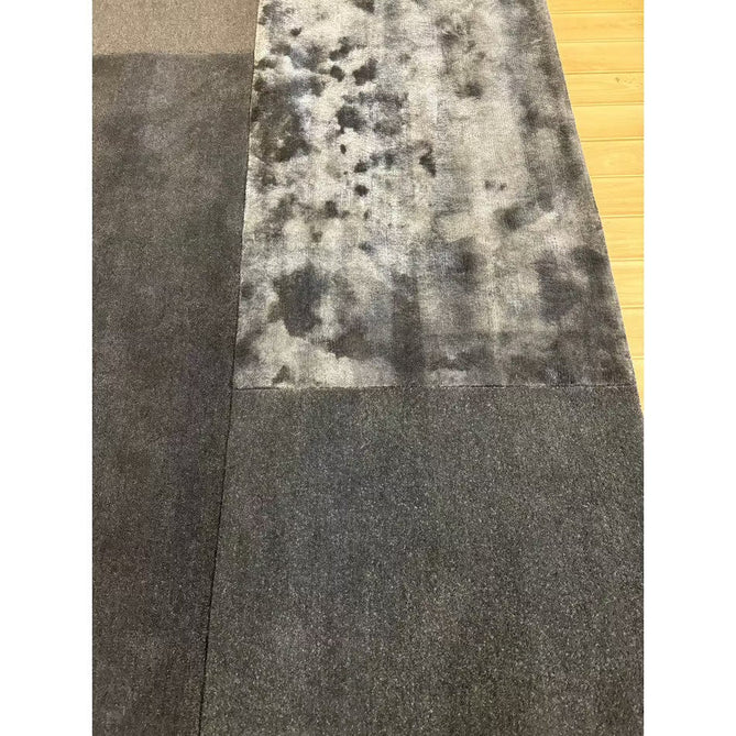 Tate Modern Plain Geometric Tonal Textures Hand-Carved High-Density Wool&Viscose Charcoal Grey Rug-Asiatic Carpets-Rug Love - The Most Loved Rug Store