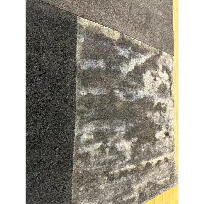 Tate Modern Plain Geometric Tonal Textures Hand-Carved High-Density Wool&Viscose Charcoal Grey Rug-Asiatic Carpets-Rug Love - The Most Loved Rug Store