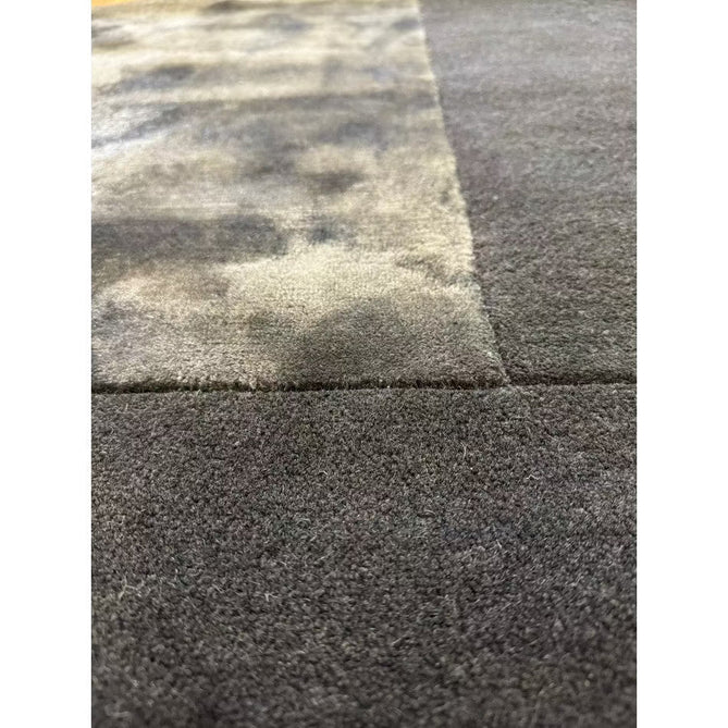 Tate Modern Plain Geometric Tonal Textures Hand-Carved High-Density Wool&Viscose Charcoal Grey Rug-Asiatic Carpets-Rug Love - The Most Loved Rug Store