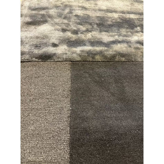 Tate Modern Plain Geometric Tonal Textures Hand-Carved High-Density Wool&Viscose Charcoal Grey Rug-Asiatic Carpets-Rug Love - The Most Loved Rug Store