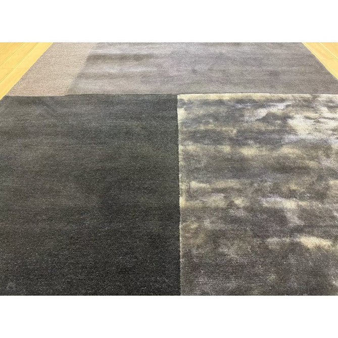Tate Modern Plain Geometric Tonal Textures Hand-Carved High-Density Wool&Viscose Charcoal Grey Rug-Asiatic Carpets-Rug Love - The Most Loved Rug Store