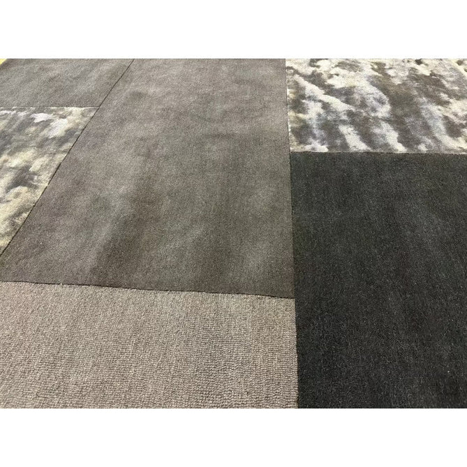 Tate Modern Plain Geometric Tonal Textures Hand-Carved High-Density Wool&Viscose Charcoal Grey Rug-Asiatic Carpets-Rug Love - The Most Loved Rug Store