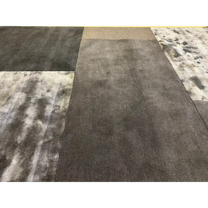 Tate Modern Plain Geometric Tonal Textures Hand-Carved High-Density Wool&Viscose Charcoal Grey Rug-Asiatic Carpets-Rug Love - The Most Loved Rug Store