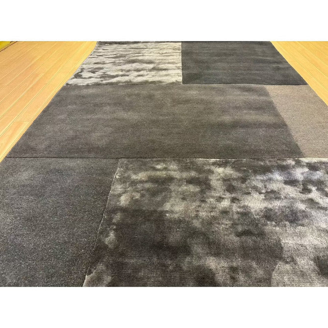 Tate Modern Plain Geometric Tonal Textures Hand-Carved High-Density Wool&Viscose Charcoal Grey Rug-Asiatic Carpets-Rug Love - The Most Loved Rug Store