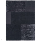 Tate Modern Plain Geometric Tonal Textures Hand-Carved High-Density Wool&Viscose Charcoal Grey Rug