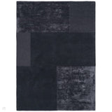 Tate Modern Plain Geometric Tonal Textures Hand-Carved High-Density Wool&Viscose Charcoal Rug