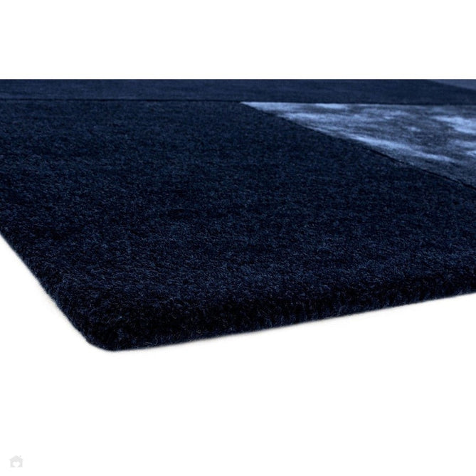 Tate Modern Plain Geometric Tonal Textures Hand-Carved High-Density Wool&Viscose Navy Rug-Asiatic Carpets-Rug Love - The Most Loved Rug Store