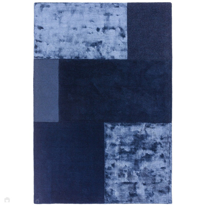 Tate Modern Plain Geometric Tonal Textures Hand-Carved High-Density Wool&Viscose Navy Rug-Asiatic Carpets-Rug Love - The Most Loved Rug Store