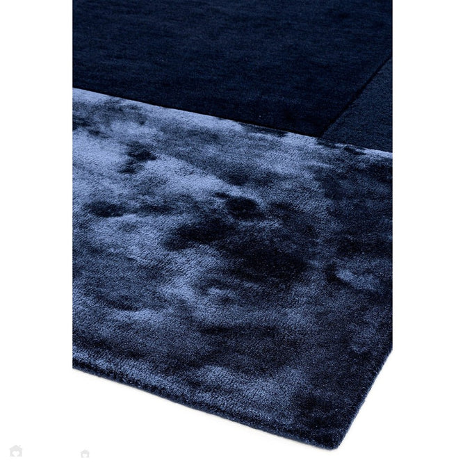 Tate Modern Plain Geometric Tonal Textures Hand-Carved High-Density Wool&Viscose Navy Rug-Asiatic Carpets-Rug Love - The Most Loved Rug Store