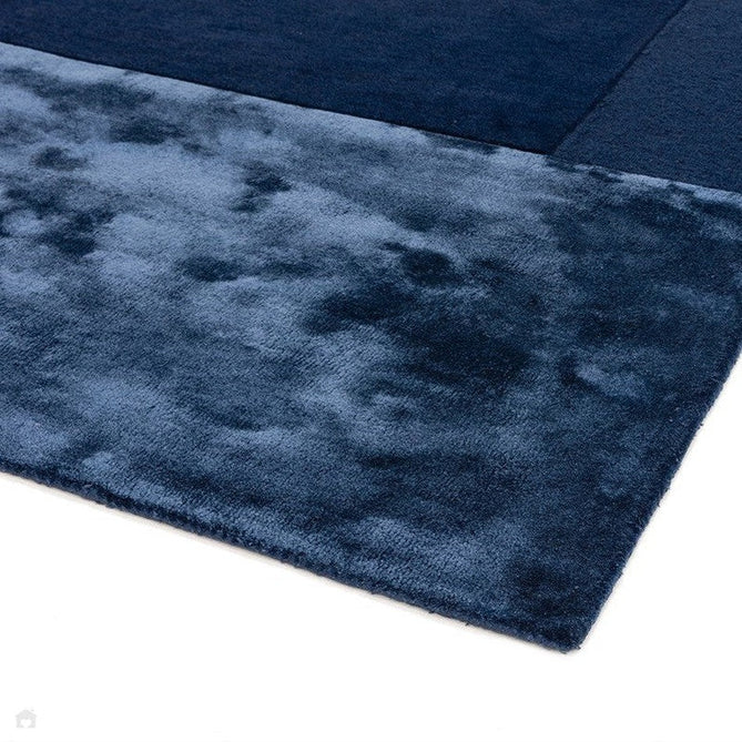 Tate Modern Plain Geometric Tonal Textures Hand-Carved High-Density Wool&Viscose Navy Rug-Asiatic Carpets-Rug Love - The Most Loved Rug Store