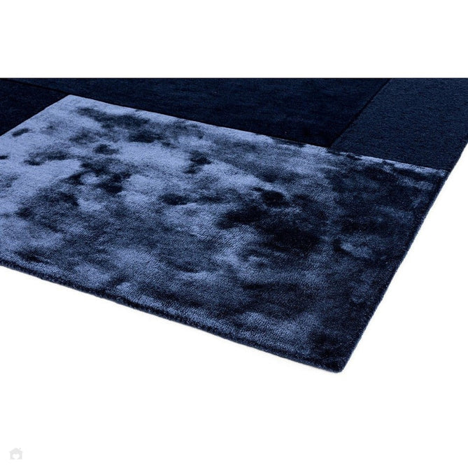 Tate Modern Plain Geometric Tonal Textures Hand-Carved High-Density Wool&Viscose Navy Rug-Asiatic Carpets-Rug Love - The Most Loved Rug Store