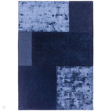 Tate Modern Plain Geometric Tonal Textures Hand-Carved High-Density Wool&Viscose Navy Rug