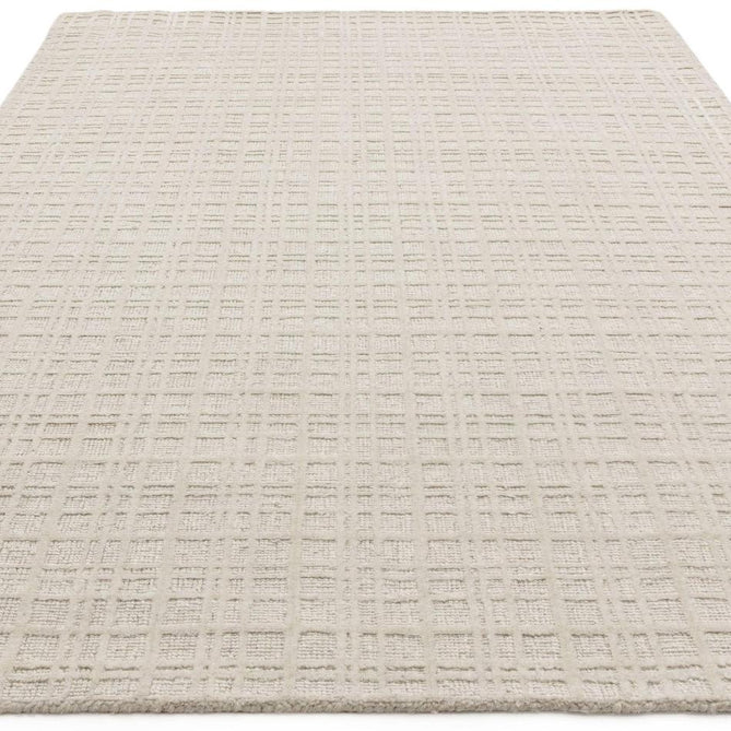 Thatch Modern Plain Geometric Grid Hand-Woven Textured Hi-Lo Ribbed Loop Pile Low-Profile Wool-Blend Ecru Ivory Rug-Asiatic Carpets-Rug Love - The Most Loved Rug Store