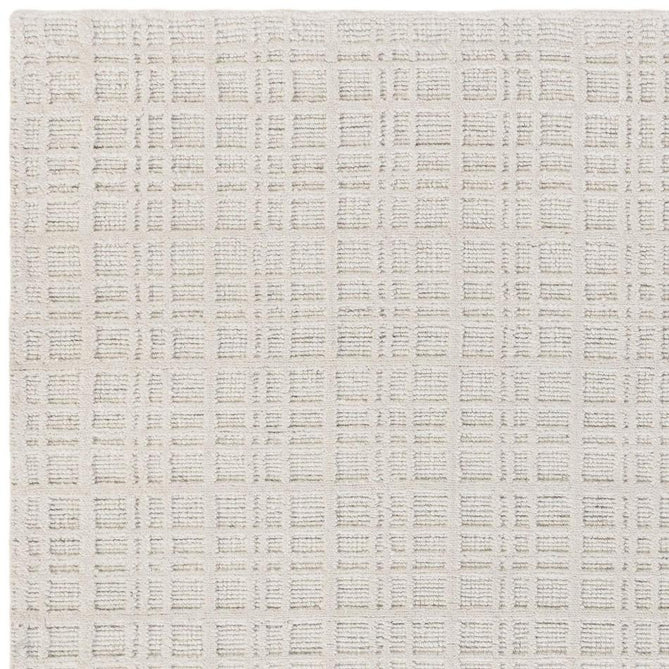 Thatch Modern Plain Geometric Grid Hand-Woven Textured Hi-Lo Ribbed Loop Pile Low-Profile Wool-Blend Ecru Ivory Rug-Asiatic Carpets-Rug Love - The Most Loved Rug Store