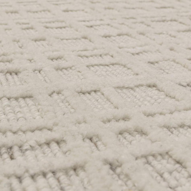 Thatch Modern Plain Geometric Grid Hand-Woven Textured Hi-Lo Ribbed Loop Pile Low-Profile Wool-Blend Ecru Ivory Rug-Asiatic Carpets-Rug Love - The Most Loved Rug Store