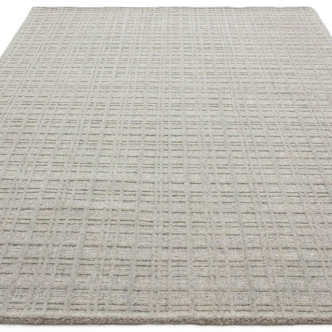 Thatch Modern Plain Geometric Grid Hand-Woven Textured Hi-Lo Ribbed Loop Pile Low-Profile Wool-Blend Greige Mist Rug-Asiatic Carpets-Rug Love - The Most Loved Rug Store