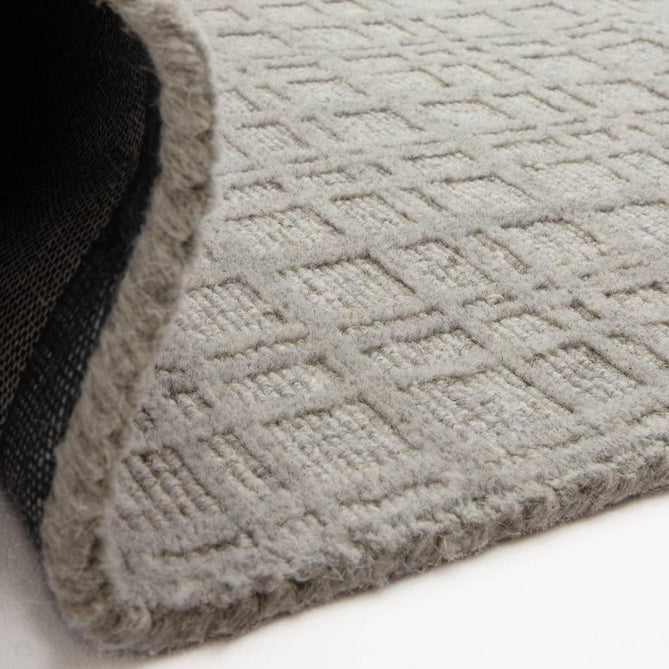Thatch Modern Plain Geometric Grid Hand-Woven Textured Hi-Lo Ribbed Loop Pile Low-Profile Wool-Blend Greige Mist Rug-Asiatic Carpets-Rug Love - The Most Loved Rug Store