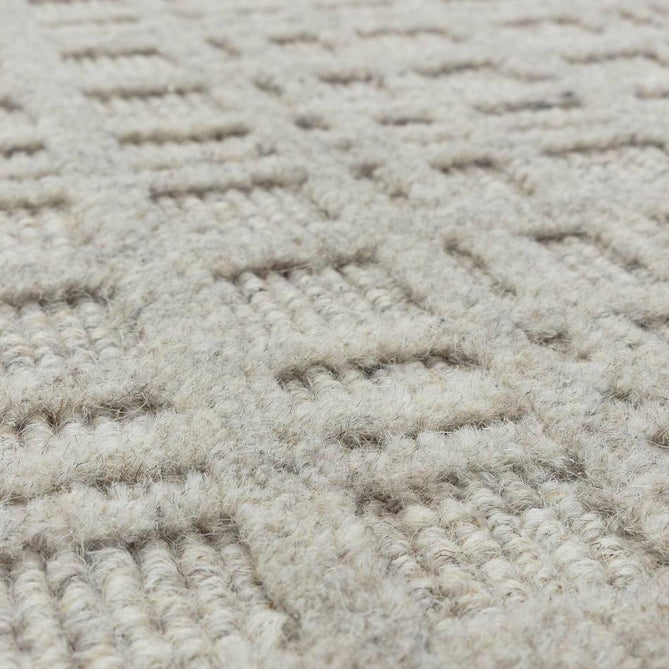 Thatch Modern Plain Geometric Grid Hand-Woven Textured Hi-Lo Ribbed Loop Pile Low-Profile Wool-Blend Greige Mist Rug-Asiatic Carpets-Rug Love - The Most Loved Rug Store