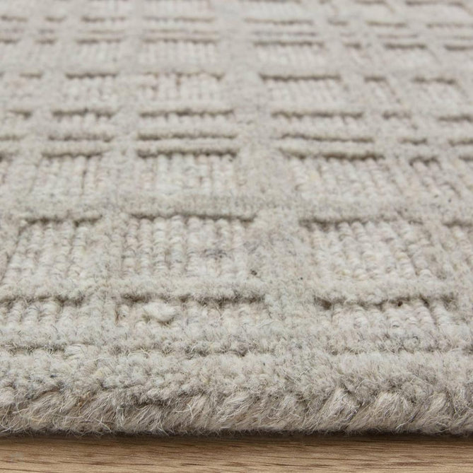 Thatch Modern Plain Geometric Grid Hand-Woven Textured Hi-Lo Ribbed Loop Pile Low-Profile Wool-Blend Greige Mist Rug-Asiatic Carpets-Rug Love - The Most Loved Rug Store