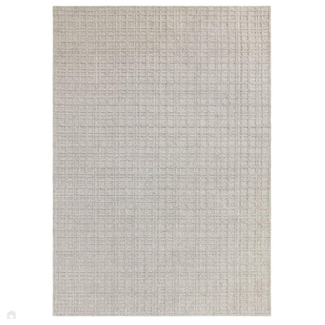 Thatch Modern Plain Geometric Grid Hand-Woven Textured Hi-Lo Ribbed Loop Pile Low-Profile Wool-Blend Greige Mist Rug-Asiatic Carpets-Rug Love - The Most Loved Rug Store