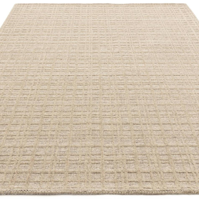 Thatch Modern Plain Geometric Grid Hand-Woven Textured Hi-Lo Ribbed Loop Pile Low-Profile Wool-Blend Sand Beige Rug-Asiatic Carpets-Rug Love - The Most Loved Rug Store