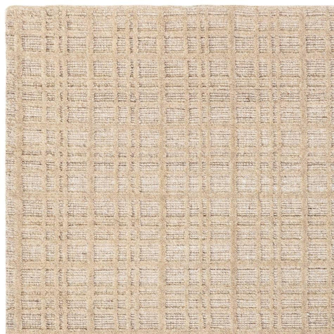 Thatch Modern Plain Geometric Grid Hand-Woven Textured Hi-Lo Ribbed Loop Pile Low-Profile Wool-Blend Sand Beige Rug-Asiatic Carpets-Rug Love - The Most Loved Rug Store