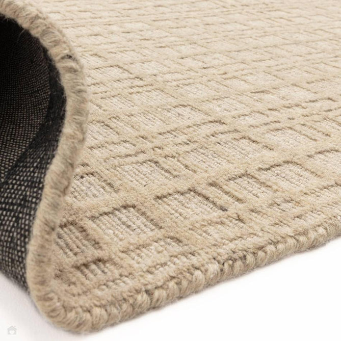 Thatch Modern Plain Geometric Grid Hand-Woven Textured Hi-Lo Ribbed Loop Pile Low-Profile Wool-Blend Sand Beige Rug-Asiatic Carpets-Rug Love - The Most Loved Rug Store