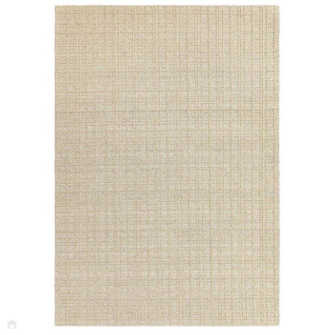 Thatch Modern Plain Geometric Grid Hand-Woven Textured Hi-Lo Ribbed Loop Pile Low-Profile Wool-Blend Sand Beige Rug-Asiatic Carpets-Rug Love - The Most Loved Rug Store