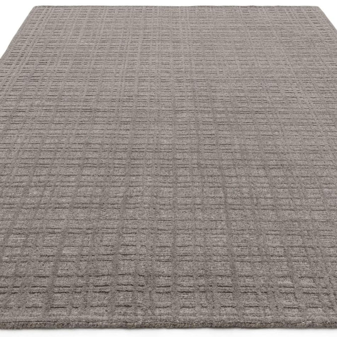 Thatch Modern Plain Geometric Grid Hand-Woven Textured Hi-Lo Ribbed Loop Pile Low-Profile Wool-Blend Taupe Stone Rug-Asiatic Carpets-Rug Love - The Most Loved Rug Store